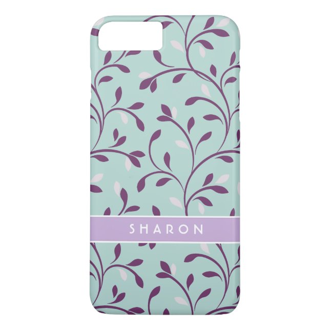 Cute pastel turquoise floral pattern monogram Case-Mate iPhone case (Back)