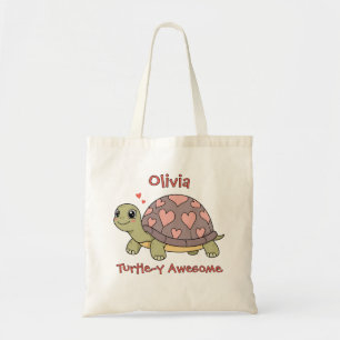 Cute Pastel Turtle "Turtle-y Awesome" Tote Bag
