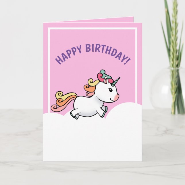 Cute pastel unicorn birthday card (Front)