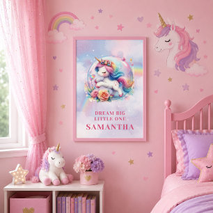 Cute Pastel Unicorn Magical Day Girl Birthday Post Poster