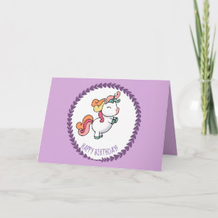 Cute pastel unicorn pattern birthday card