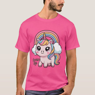 Cute Pastel Unicorn with Rainbow and Clouds Dream  T-Shirt