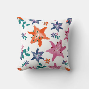 Cute Pastel Water Color Flowers Cushion