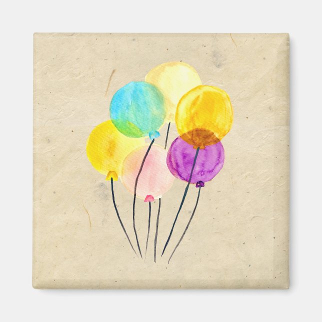 Cute pastel watercolor balloons magnet (Front)