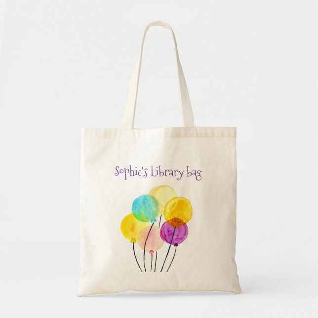 Cute pastel watercolor balloons tote bag (Front)