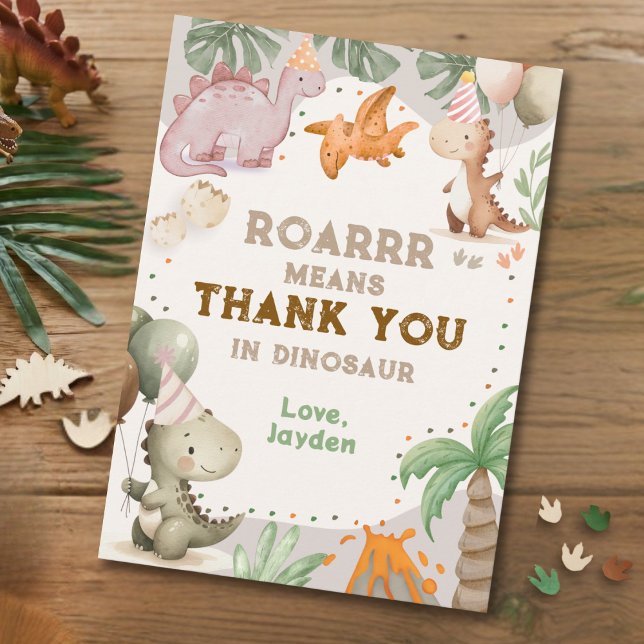 Cute Pastel Watercolor Dinosaur Thank You Card (Creator Uploaded)