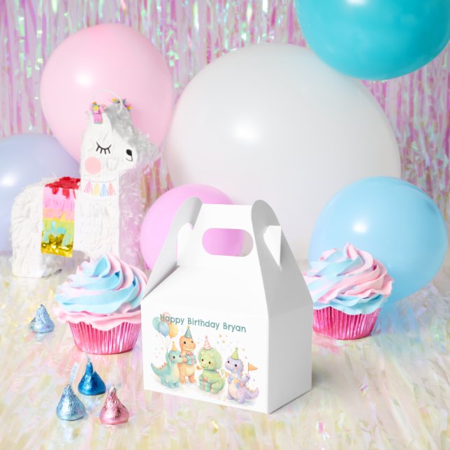 Cute Pastel Watercolor Dinosaurs Birthday Favour Box (Party)