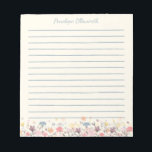 Cute Pastel Watercolor Flowers Personalised Lined Notepad<br><div class="desc">Stylish lined notepad with a beautiful watercolor painting of delicate florals in pretty pastel colours,  personalised with your name. Great gift idea!</div>