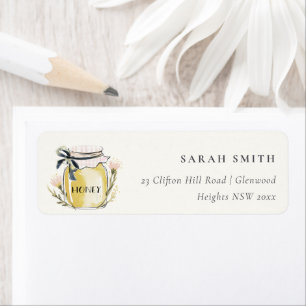 Cute Pastel Watercolor Honey Jar Address