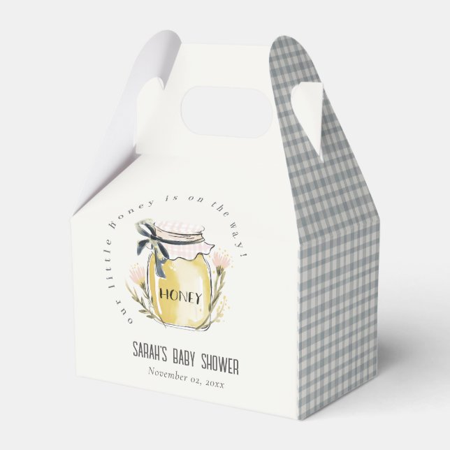 Cute Pastel Watercolor Honey Jar Baby Shower Favour Box (Back Side)