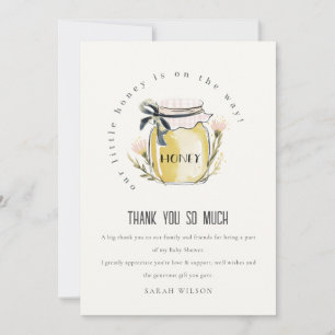 Cute Pastel Watercolor Honey Jar Baby Shower Thank You Card