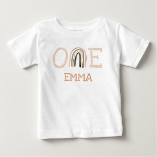 Cute Pastel Watercolor Rainbow 1st Birthday Girl Baby T-Shirt