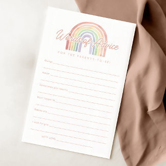 Cute Pastel Watercolor Rainbow Baby Advice Card