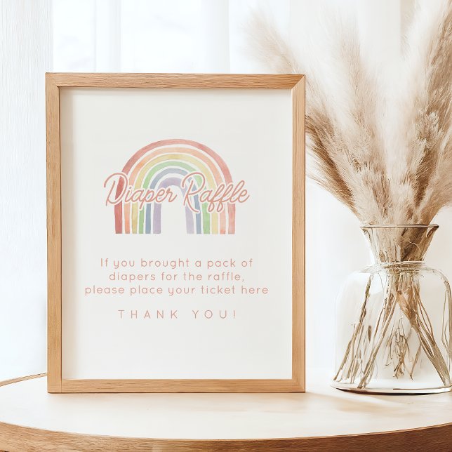 Cute Pastel Watercolor Rainbow Baby Diaper Raffle Poster (Creator Uploaded)