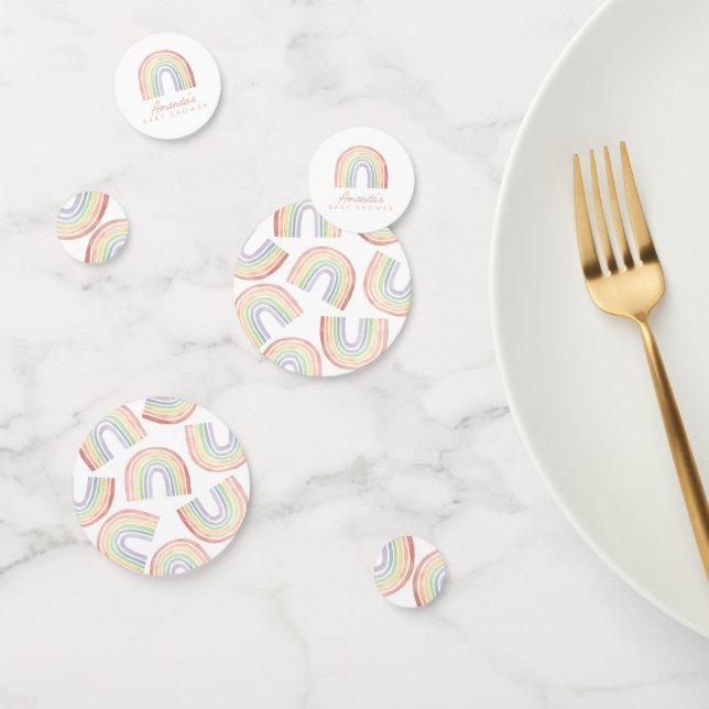 Cute Pastel Watercolor Rainbow Baby Shower Confetti (Group)