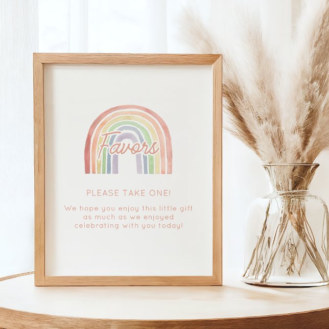Cute Pastel Watercolor Rainbow Baby Shower Favour Poster (Creator Uploaded)
