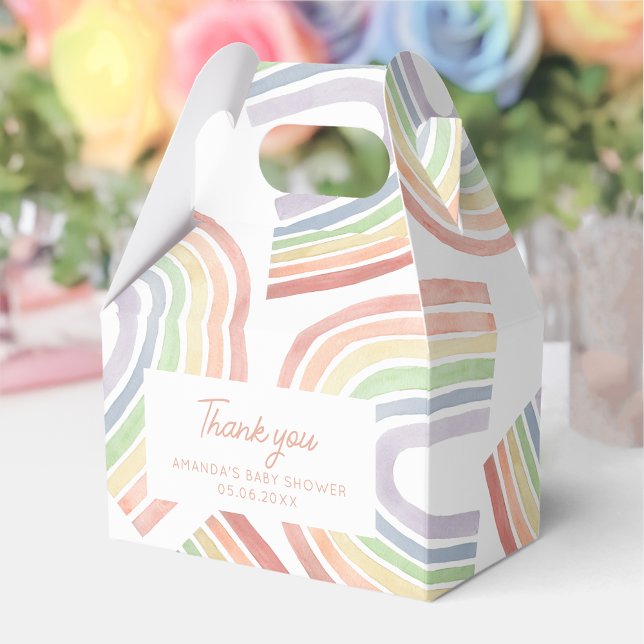 Cute Pastel Watercolor Rainbow Baby Shower Gable Favour Box (Creator Uploaded)