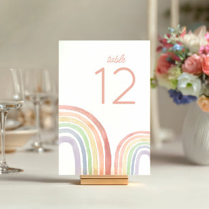 Cute Pastel Watercolor Rainbow Baby Shower Table Number