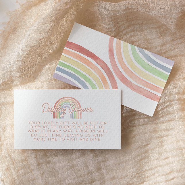 Cute Pastel Watercolor Rainbow Display Baby Shower Enclosure Card (Creator Uploaded)
