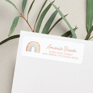 Cute Pastel Watercolor Rainbow Return Address 