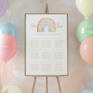 Cute Pastel Watercolor Rainbow Shower Seating Poster