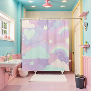 Cute Pastel Whimsical Pattern Fun Girly Cloud Shower Curtain