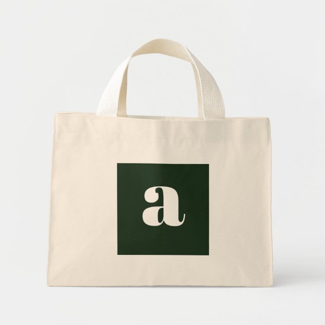 Cute Pastel White Green Monogram   Mini Tote Bag (Front)