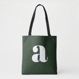 Cute Pastel White Green Monogram Retro Lettering  Tote Bag