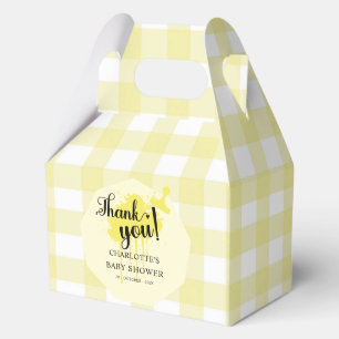Cute Pastel Yellow Gingham Baby Girl Shower Favour Box