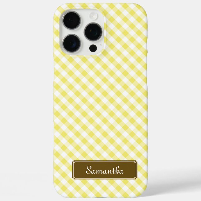 Cute Pastel Yellow Gingham Pattern Case-Mate iPhone Case (Back)