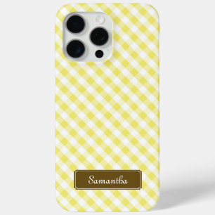 Cute Pastel Yellow Gingham Pattern iPhone 15 Pro Max Case