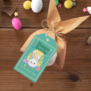 Cute Pastel Yellow Pink Easter Bunny Egg Gift Tags