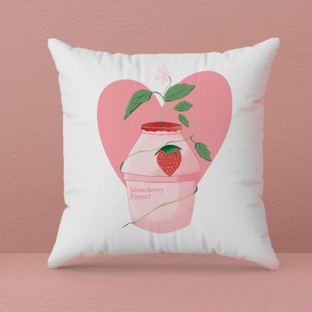Cute Pastel Yogurt Bottle Illustration Cushion (Creator Uploaded)