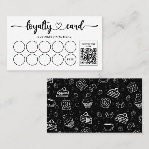 Cute Pastries Bakery Coffee Shop QR Code Loyalty Card