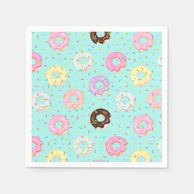 Cute pastry bakery shop Sprinkles Doughnuts patter Napkin (Front)