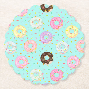 Cute pastry bakery shop Sprinkles Doughnuts patter Paper Coaster