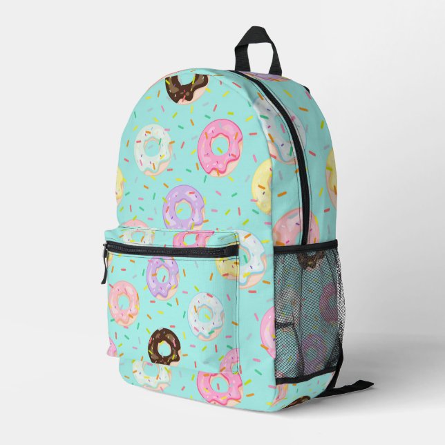 Cute pastry bakery shop Sprinkles Doughnuts patter Printed Backpack (Back Corner Right)