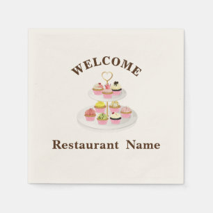 Cute pastry bakery shop welcome cupcake name napkin
