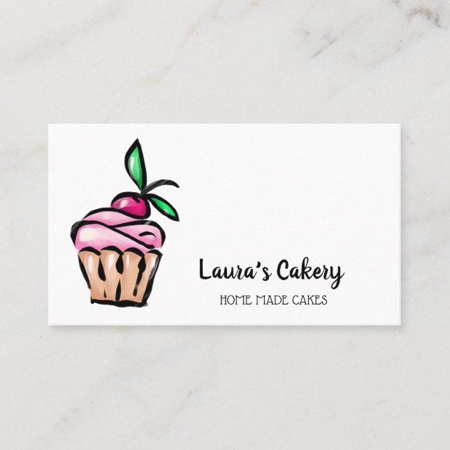 Cute Pastry Cakes & Sweets Cupcake Home Bakery Business Card (Front)