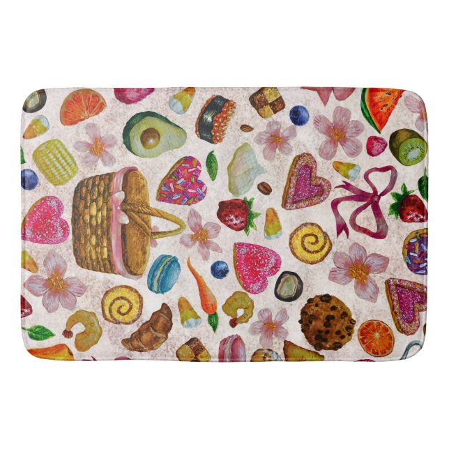 Cute Pastry Confections Sweets Bath Mat (Front)