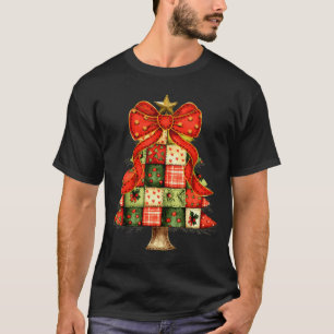 Cute Patchwork Christmas Tree Merry Xmas Men Women T-Shirt
