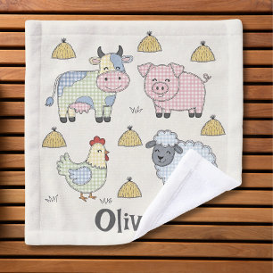 Cute Patchwork Farm Animals Wash Cloth