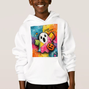 Cute Patchwork Ghost Colourful Splatter Art