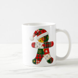 Cute Patchwork Gingerbread Man Christmas Men Women Coffee Mug