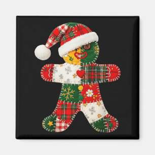 Cute Patchwork Gingerbread Man Christmas Men Women Magnet