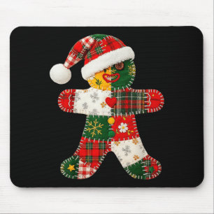 Cute Patchwork Gingerbread Man Christmas Men Women Mouse Mat