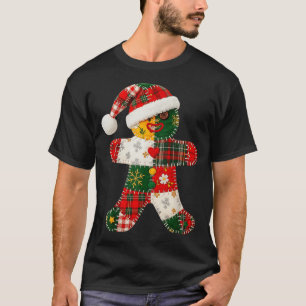 Cute Patchwork Gingerbread Man Christmas Men Women T-Shirt