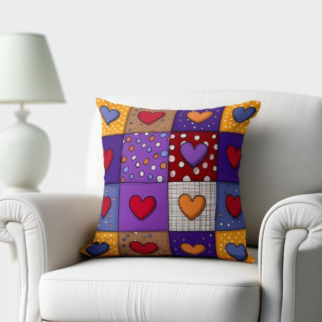Cute Patchwork Hearts Cushion (Creator Uploaded)