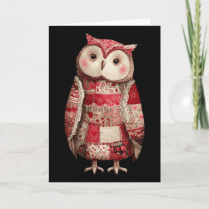 Cute Patchwork Owl Quilting Lover Valentine  Card