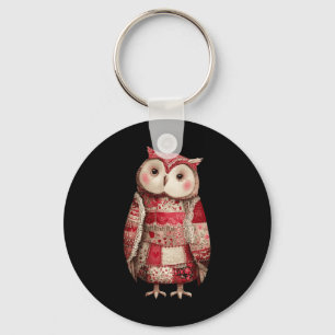 Cute Patchwork Owl Quilting Lover Valentine  Key Ring